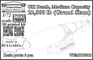 1/72  UK Bomb, Medium Capacity, 22,000 lb (Grand Slam) (WEMR72013)